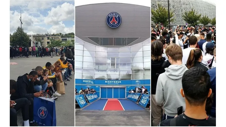 Una multitud aguarda por Messi en Le Bourget.