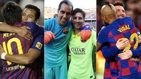 El adiós de Messi: Lio junto a Alexis, Bravo y Vidal en el Barcelona.