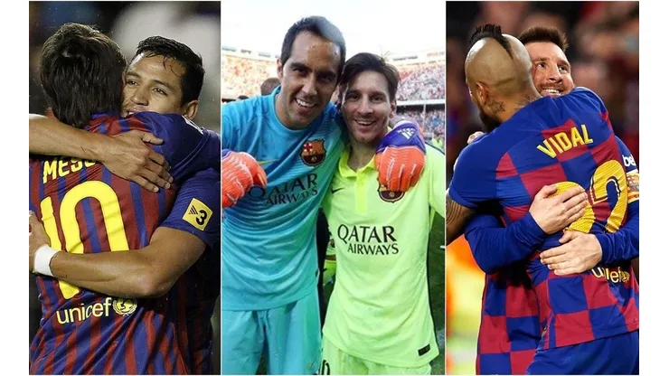 El adiós de Messi: Lio junto a Alexis, Bravo y Vidal en el Barcelona.
