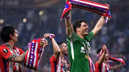 Axel Werner celebrando en Atlético Madrid