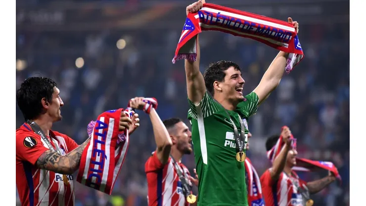 Axel Werner celebrando en Atlético Madrid