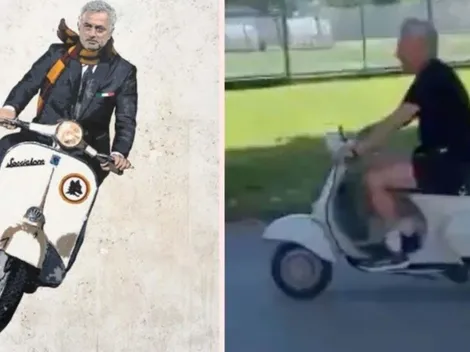 El show de Mou: emuló famoso mural y manejó una vespa