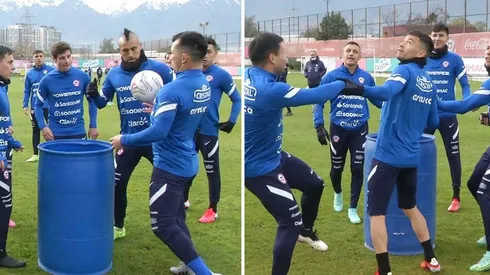 Los jugadores también se divirtieron en la última práctica de la Roja