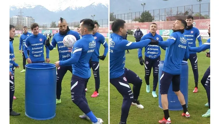Los jugadores también se divirtieron en la última práctica de la Roja