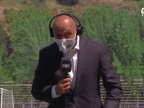 Claudio Bustíos termina mojado en plena transmisión