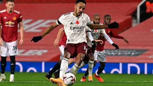 Aubameyang y su gol para el Arsenal contra Manchester United.