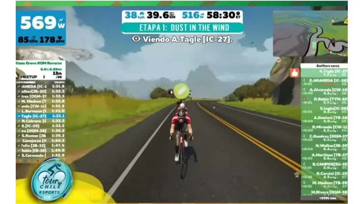 Andrés Tagle junto a Ironcycling se imponen en la primera etapa del Tour por Chile eSports 2020.