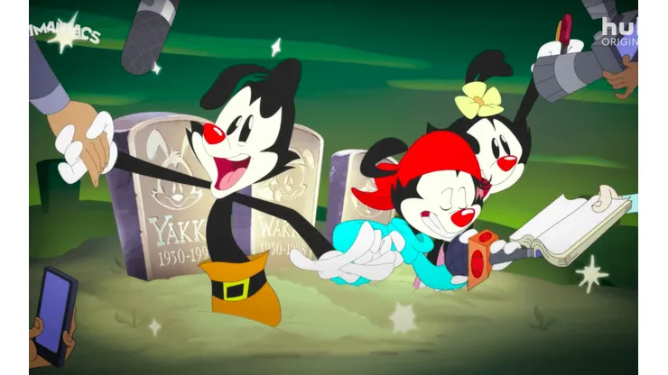 Yakko, Wakko y Dot reviviendo desde entre los muertos para la nueva temporada de "Animaniacs".