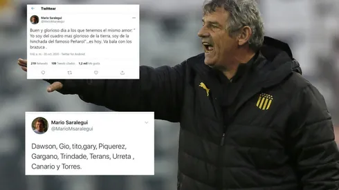 Mario Saralegui dirigiendo a Peñarol en el Estadio Monumental