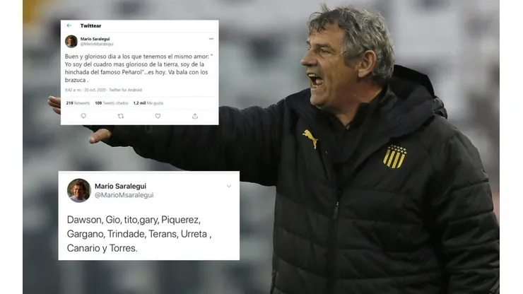 Mario Saralegui dirigiendo a Peñarol en el Estadio Monumental
