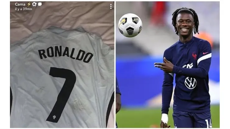 CR7 le entregó su camiseta a Camavinga tras el empate entre Francia y Portugal.
