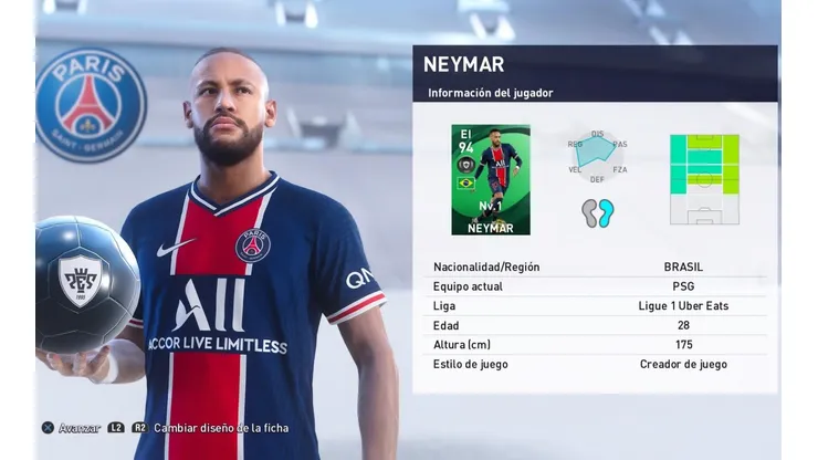 Neymar jugador de la semana en PES 2021