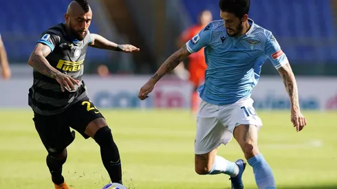 Arturo Vidal en el empate de Inter como visita contra Lazio.