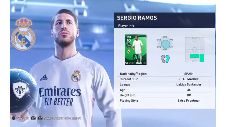 Sergio Ramos en los jugadores de la semana de PES 2021