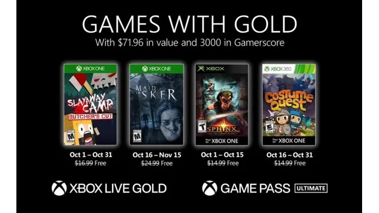 Juegos gratis de Xbox en octubre