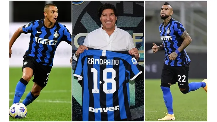 Iván Zamorano feliz con Alexis y Vidal en el Inter.