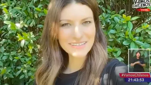 Laura Pausini en el saludo a Vamos Chilenos.
