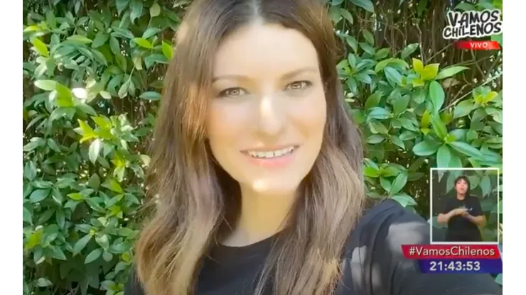 Laura Pausini en el saludo a Vamos Chilenos.