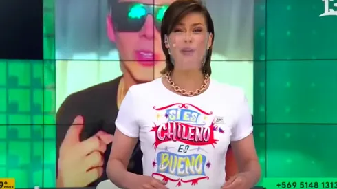 Tonka Tomicic en el día de su retorno a "Bienvenidos", con una de las llamativas poleras.