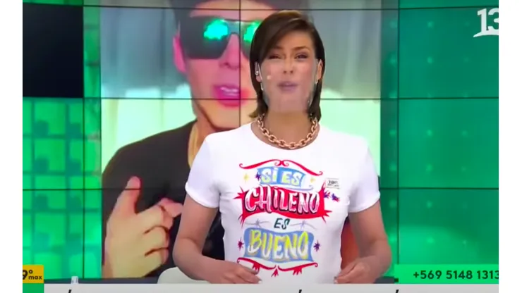 Tonka Tomicic en el día de su retorno a "Bienvenidos", con una de las llamativas poleras.