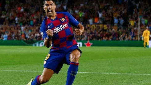 Suárez festeja ante el Inter de Milán en la última Champions League