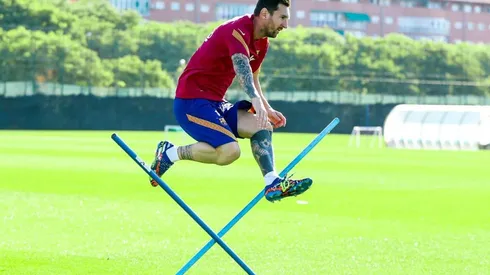 Lionel Messi llegó a entrenar en el día libre del Barcelona.