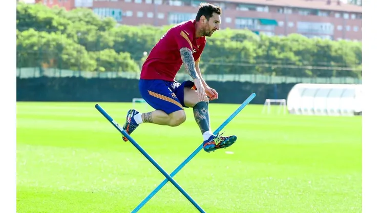 Lionel Messi llegó a entrenar en el día libre del Barcelona.