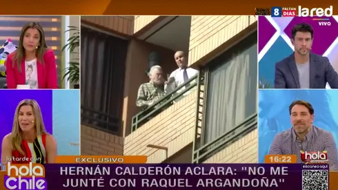 El momento en que las cámaras de "Hola Chile" captaron indignado a Hernán Calderón conversando con Julia Vial.