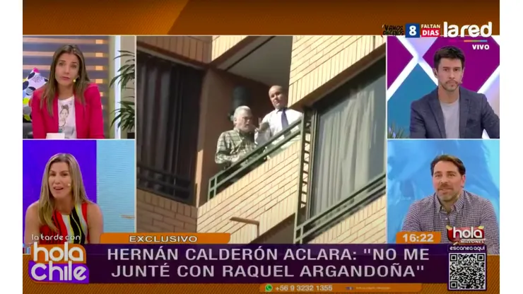 El momento en que las cámaras de "Hola Chile" captaron indignado a Hernán Calderón conversando con Julia Vial.