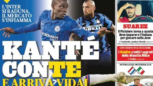 La portada de La Gazzetta y Vidal nerazzurro.