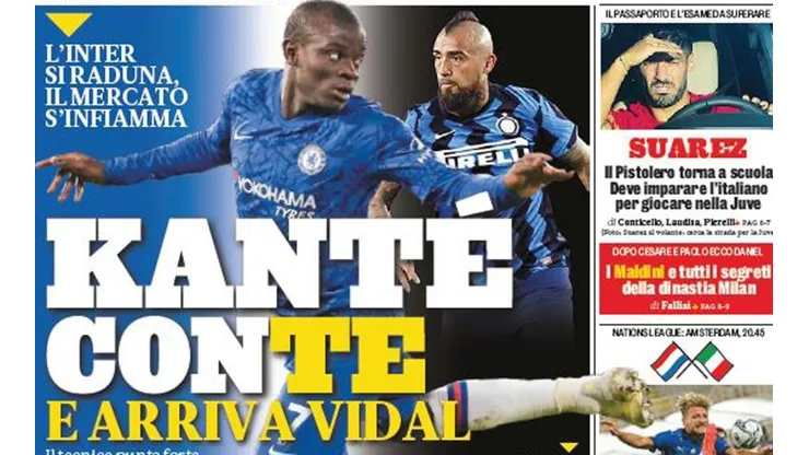 La portada de La Gazzetta y Vidal nerazzurro.