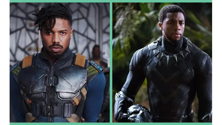 Michael B. Jordan como Killmonger y Chadwick Boseman como T'Challa, en "Black Panther".