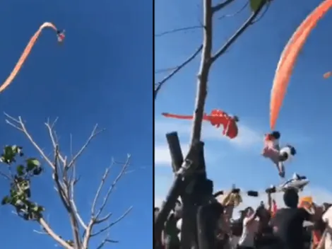Niña en Taiwan se enreda con volatín y vuela varios metros