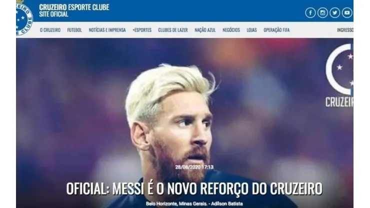 Messi apareció en el sitio web de Cruzeiro