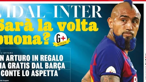 Barba y pelo nerazzurri muestra Arturo Vidal en la última edición de La Gazzetta dello Sport