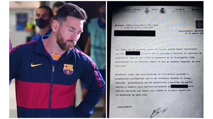 El burofax con el que Lionel Messi pide salir del Barcelona.
