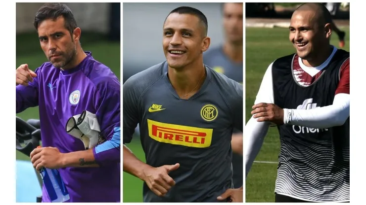 Sánchez recibe el apoyo de Bravo y Suazo en la previa a la final de la Europa League.