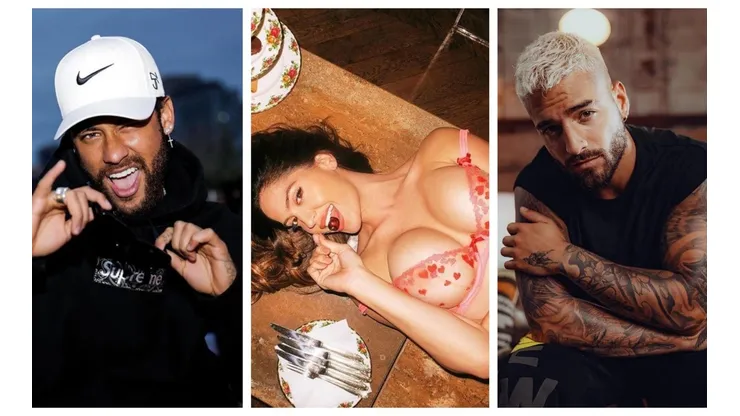 Los protagonistas del triángulo amoroso: Neymar Jr., Natalia Barulich y Maluma.