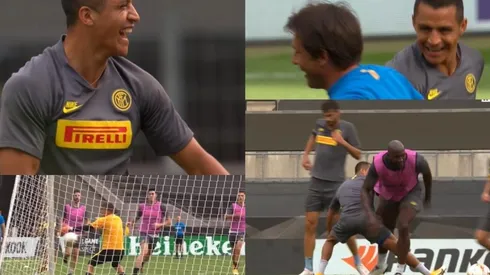 Alexis en la última práctica del Inter.