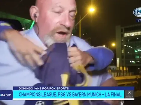 Fan de Boca Juniors molesta en vivo a notero de FOX en Lisboa