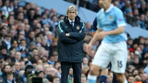 Manuel Pellegrini en el banco del Manchester City ante el Real Madrid