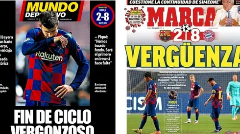 Las portadas de la humillación del Barcelona.