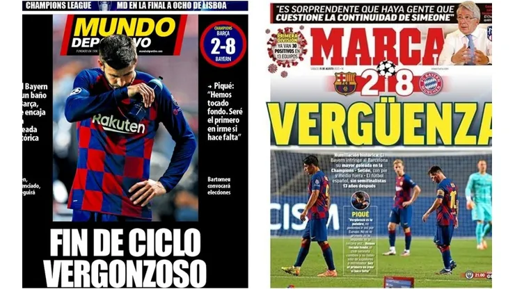 Las portadas de la humillación del Barcelona.