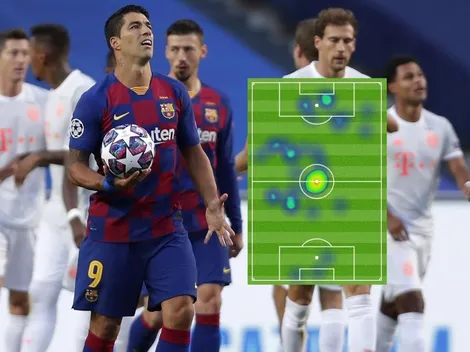 El humillante mapa de calor de Luis Suárez ante Bayern