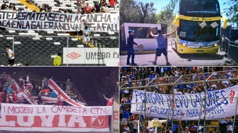 Hinchadas contra sus respectivos equipos