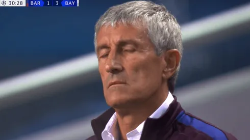 La cara de Setién ante el Bayern.