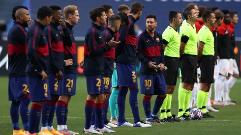Barcelona antes del inicio del partido ante el Bayern Munich