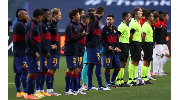 Barcelona antes del inicio del partido ante el Bayern Munich