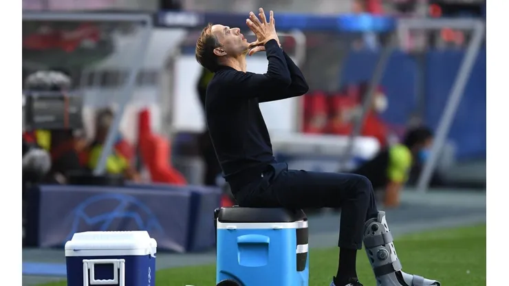 Thomas Tuchel en el banco del PSG ante el Atalanta