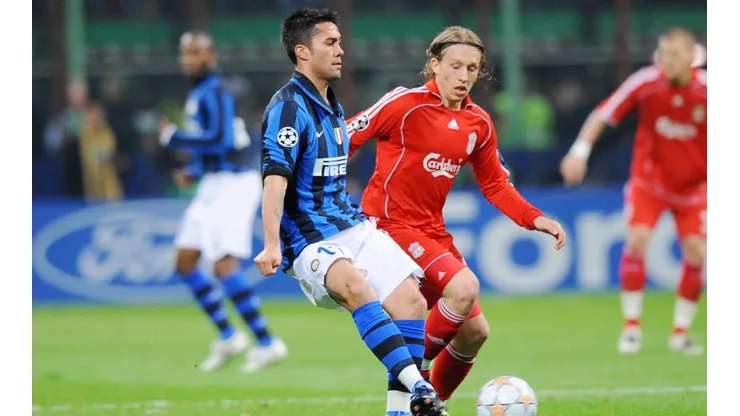 Luis Jiménez, en Champions con el Inter.